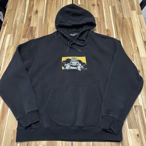 Elemnet Skateboard x Burleys Hoodie Mens M Black Gorilla Double Sided Grunge*